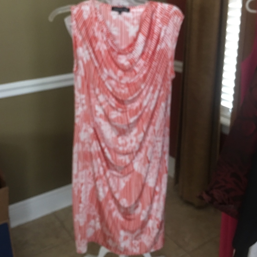 Jones New York orange and white dress. Size "S".